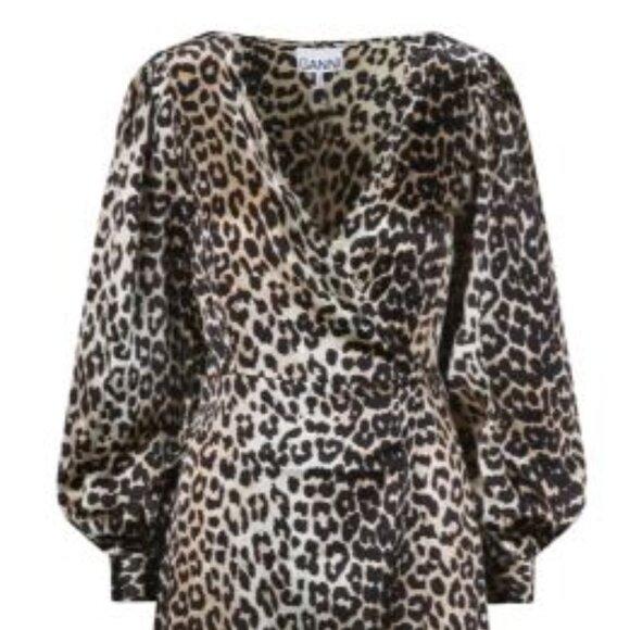 GANNI Leopard Print wrap Dress - NWT ! - Picture 3 of 5